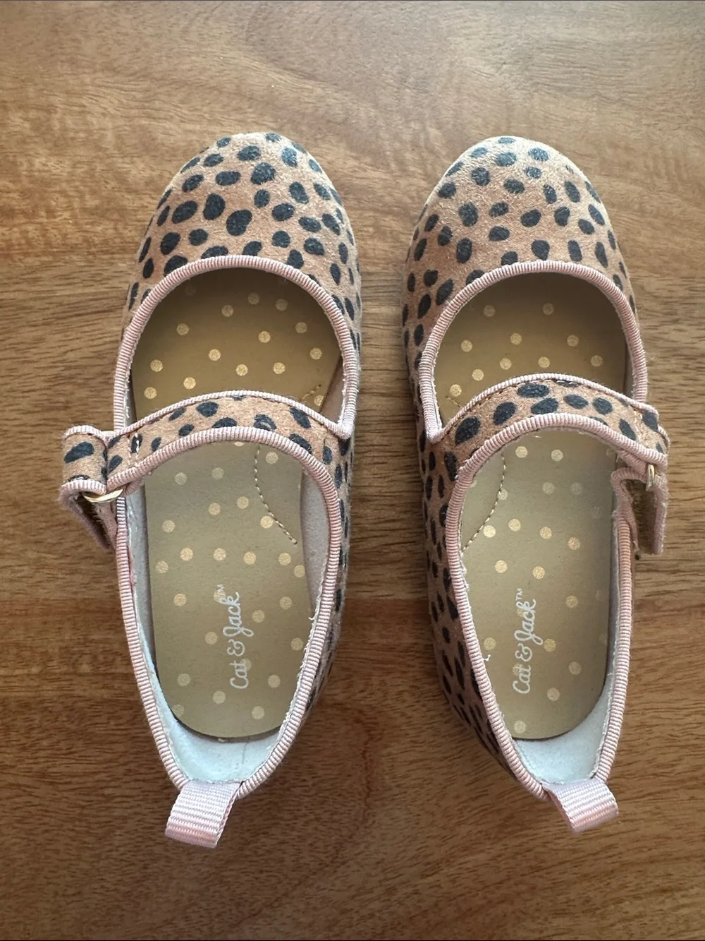 Cat & Jack Pink Trim Leopard Print Mary Jane Shoes